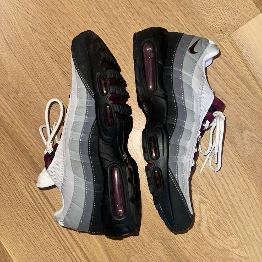 Nike Air Max 95 Black, Maroon, Gray, and White Sneakers